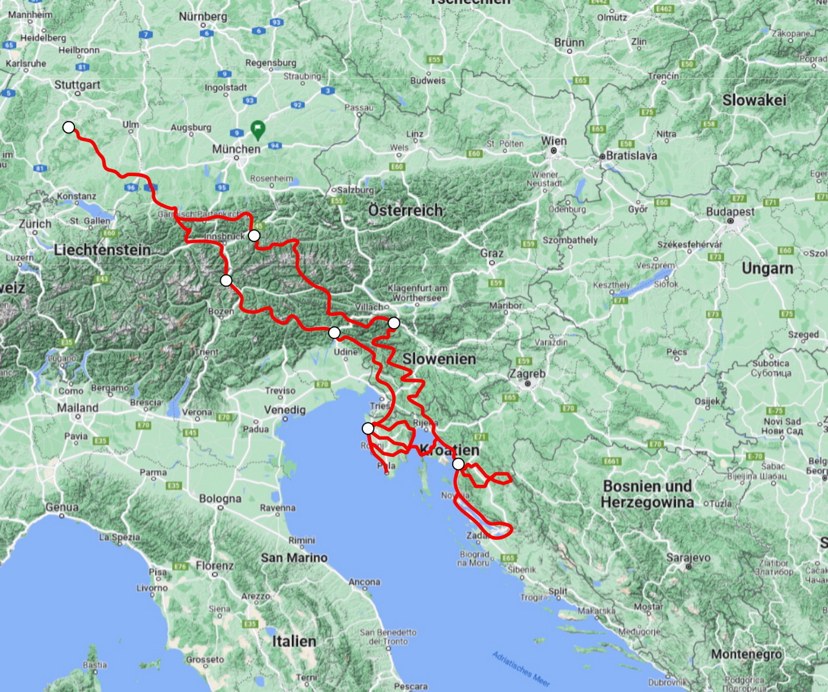 Streckenszizze Kroatien 2023